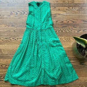 JCrew Green Eyelet Midi Dress Size 2